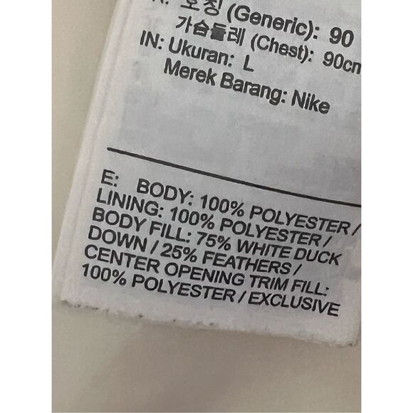 Nike down filled puffer jacket coat sz L - Picture 10 of 10